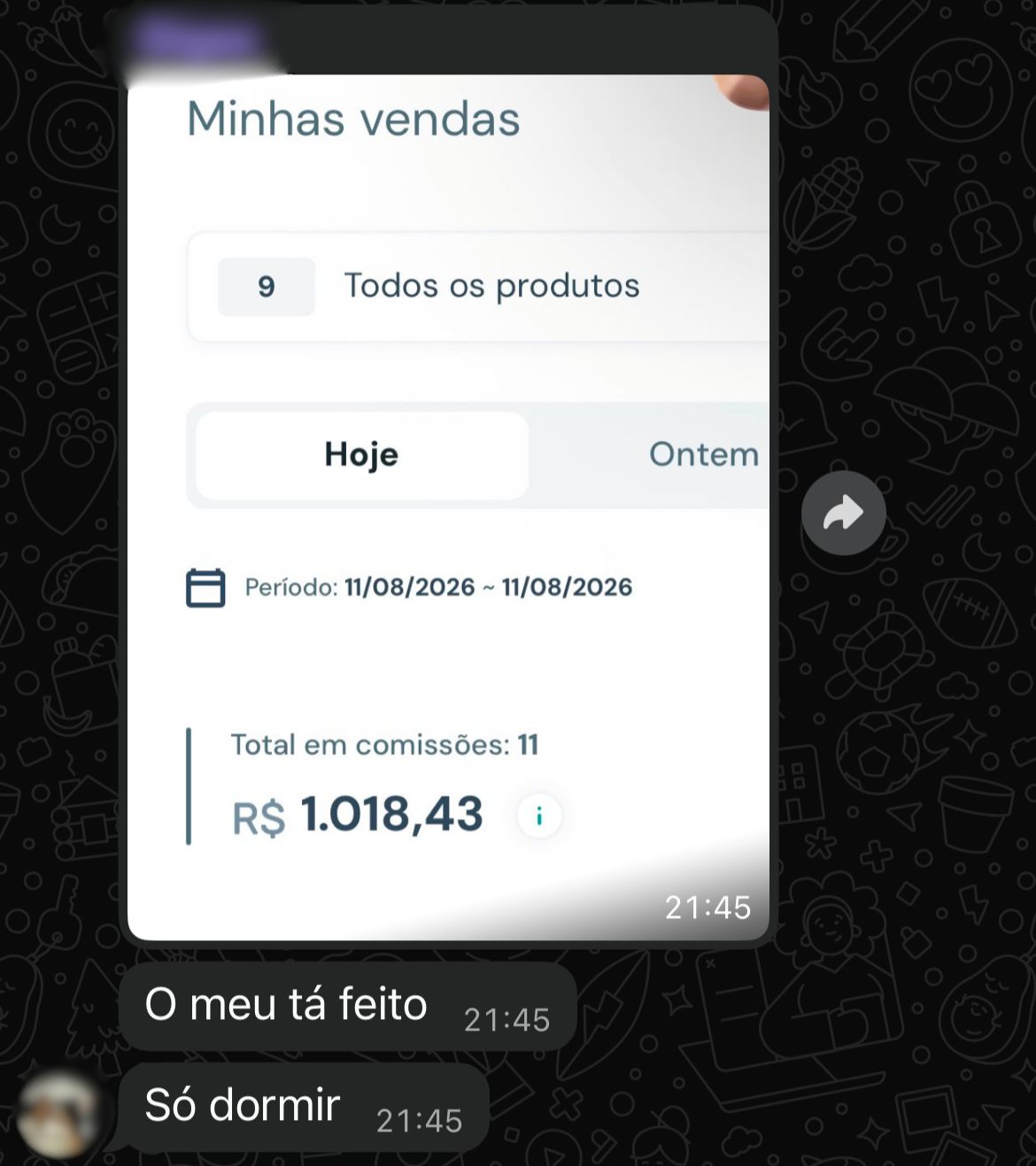 Print de comissões diárias