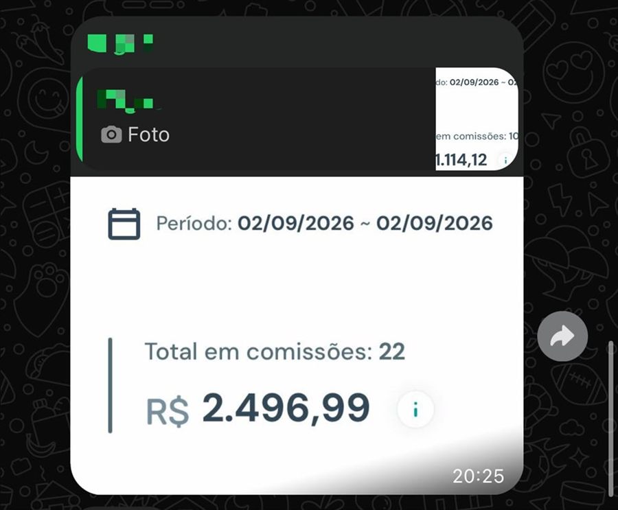 Comissões de um aluno em um único dia