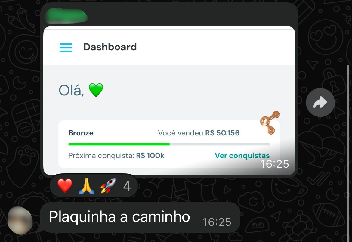 Print de vendas de um aluno da comunidade