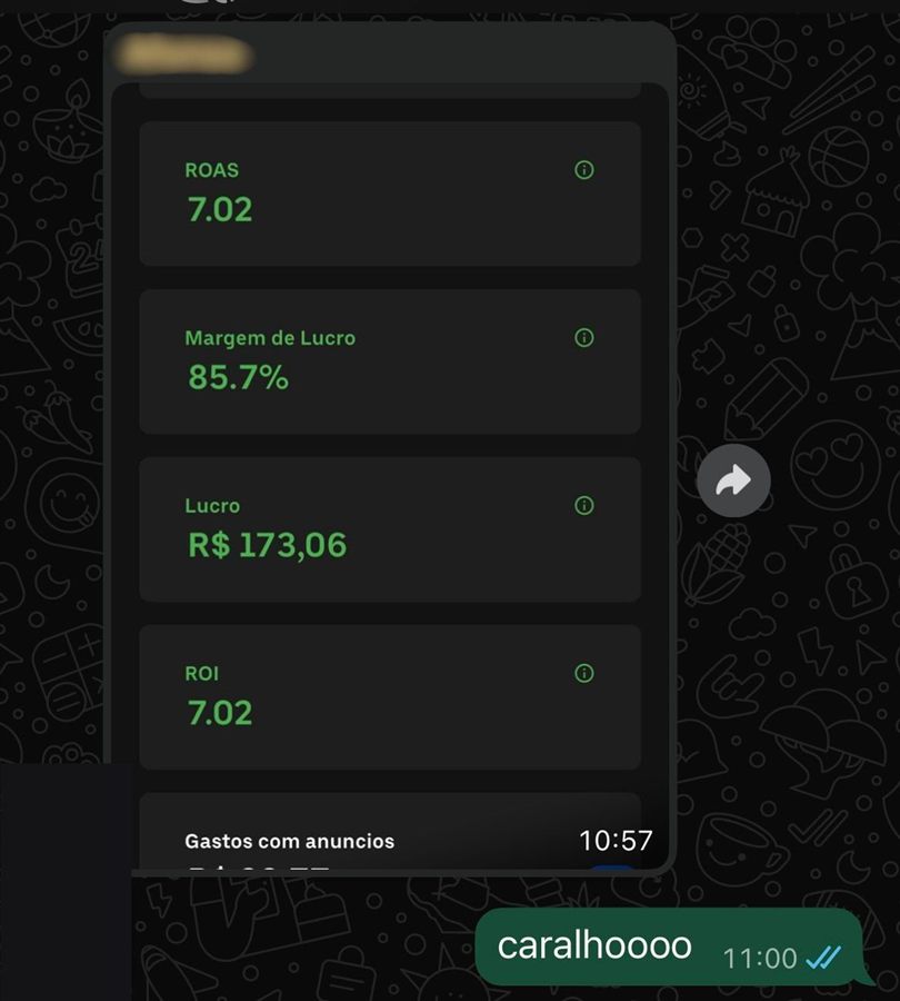 Dashboard de lucro de um aluno da comunidade