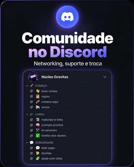 Comunidade do Núcleo Gravitas no Discord: networking, suporte e troca